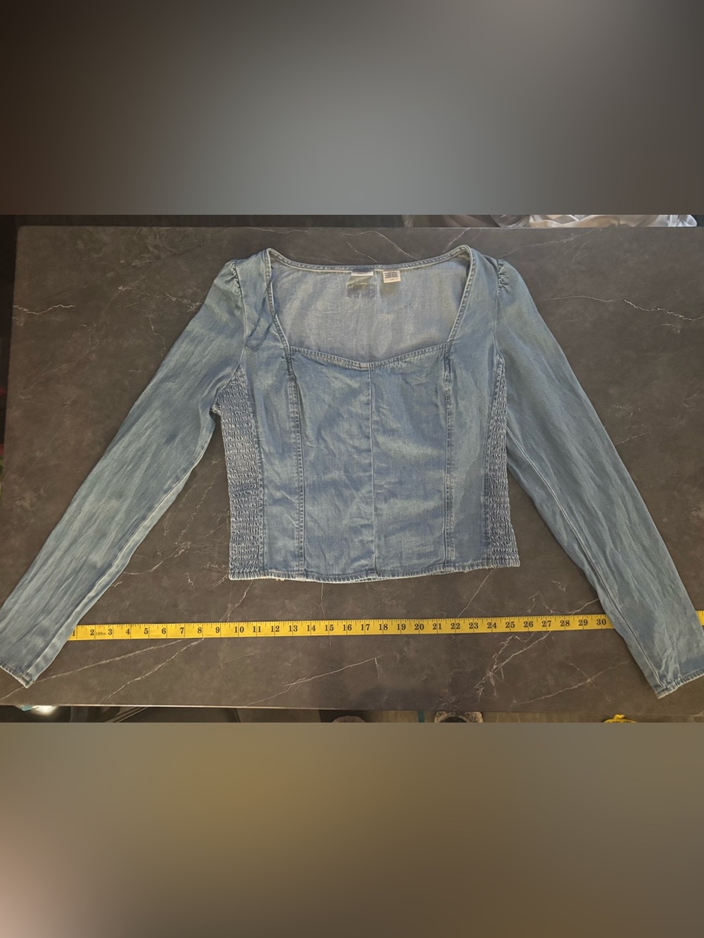 Levi's Blue Denim Button-Up with Smocked Side Panels
